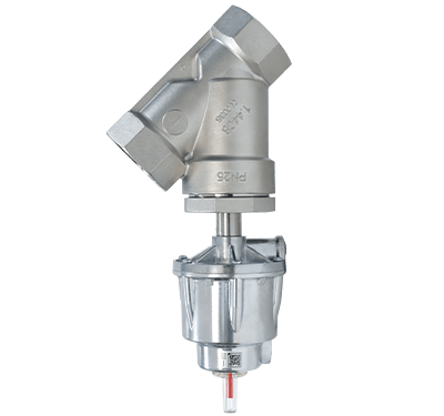 Vanne pneumatique à siège incliné