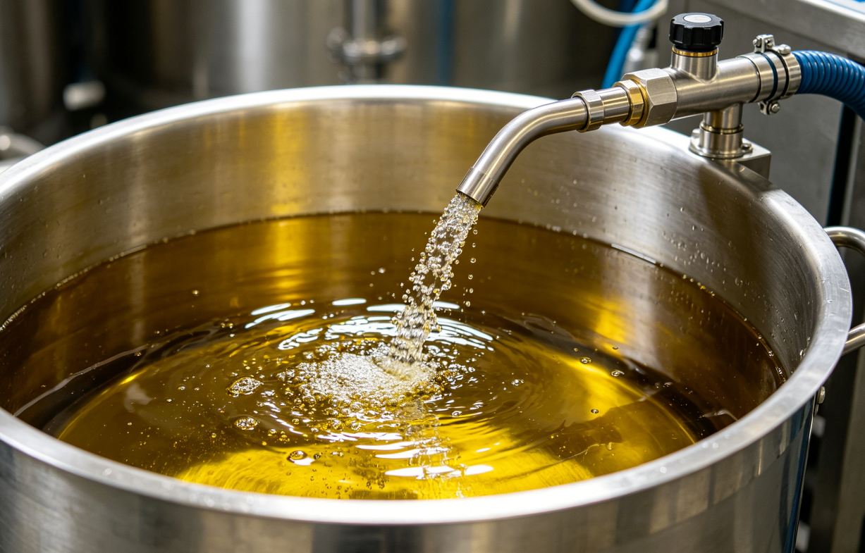 Nitrogen sparging edible oil
